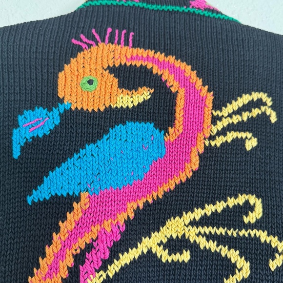 Berek Martha D Vintage 1992 Animal Safari Pima Cotton HandKnit Button Cardigan - Picture 7 of 10